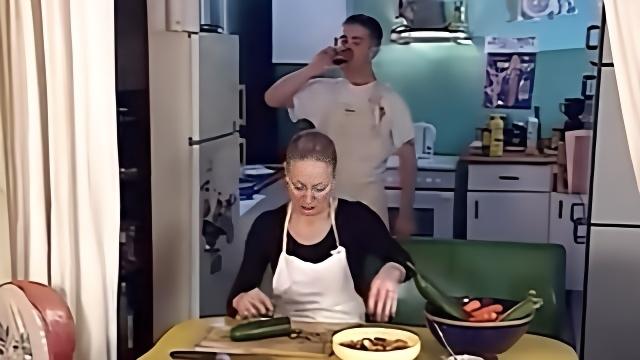 Junior stud banging two old ladies in the ass