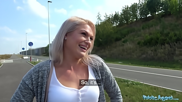 Public Agent Sexy blondes public blowjob and hot car bonnet fuck